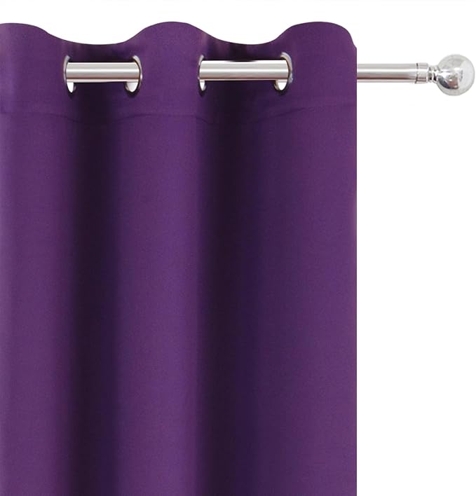 LEMOMO Blackout Curtains 66 x 54 Inch Long Purple Curtains Set of 2 Panels Room - Image 6