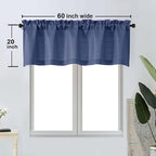 OWENIE Bob 1 PCS Blue Valances for Windows, Faux Linen Textured Kitchen Window - Image 2