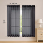 OWENIE Sheer Black Curtains, Sheer Curtains 63 inch Length 2 Panels Set - Image 2