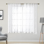 HOMEIDEAS White Sheer Kitchen Curtains 52 x 45 Inch Length 2 Panels Embroidered by HOMEIDEAS