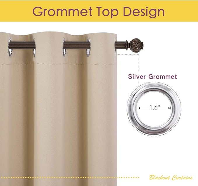 NICETOWN Thermal Room Darkening Draperies Curtains, Thermal Insulated Grommet - Image 2