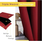 NICETOWN Christmas Burgundy Window Curtains Blackout Drapes, Thermal Insulated - Image 3