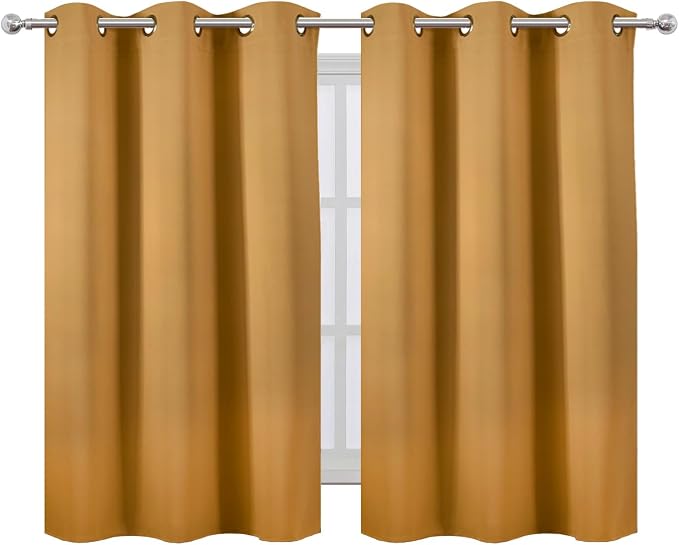 LEMOMO Mustard Yellow Blackout Curtains/38 x 54 Inch/Set of Two Panels Grommet - Image 2