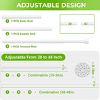 No Drill Tension Curtain Rods 28 to 48 Inch White Small Curtain Rod Adjustable - Image 3