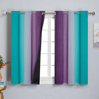 Estelar Textiler Ombre Teal and Purple Blackout Curtains 45 Inch Length 2 panels - Image 2