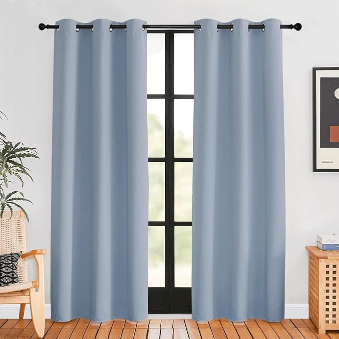 NICETOWN Blackout Window Curtains 80 inch Long, 2 Panels, 34 inch, Vintage Blue by NICETOWN