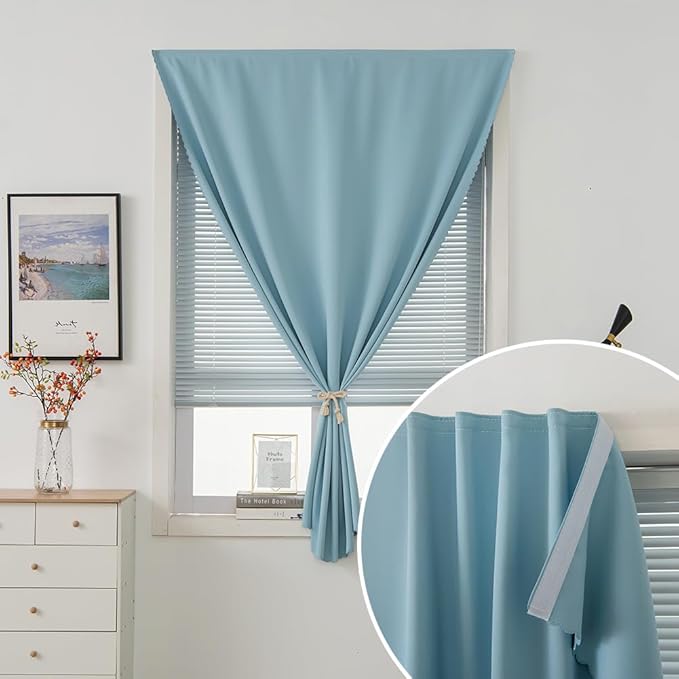 Self Adhesive Curtains, Use for Bedroom, Lake Blue, 1 Panel - Image 5
