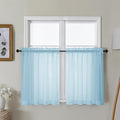 Gwine Sky Blue Sheer Curtains 30 Inch Length, Short Light Filtering Voile Small by Gwine