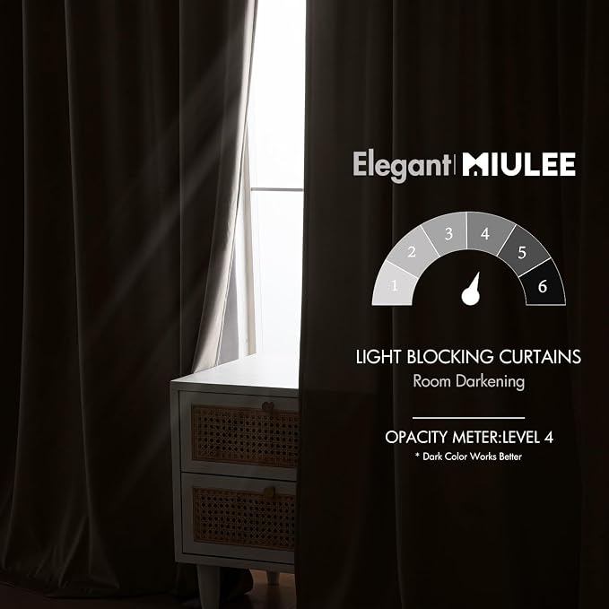MIULEE Taupe Velvet Curtains 84 inches - Image 5