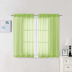 Chyhomenyc Lime Sheer Curtains 45 Inch Long 2 Panels, Light Filtering Short by Chyhomenyc