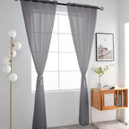 SpaceDresser Grey Sheer Curtains 4 Panels Rod Pocket Semi-Sheer Curtain 84 - Image 3