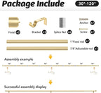 GEEBOBO Gold Curtain Rods for Windows 66 to 120 Inch, 1 Inch Adjustable Heavy - Image 6