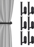 Hoousuper 6pcs Black Stainless Steel Curtain Tiebacks, Wall Mounted Curtain by Hoousuper