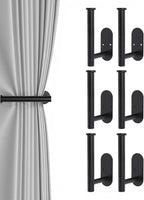 Hoousuper 6pcs Black Stainless Steel Curtain Tiebacks, Wall Mounted Curtain by Hoousuper