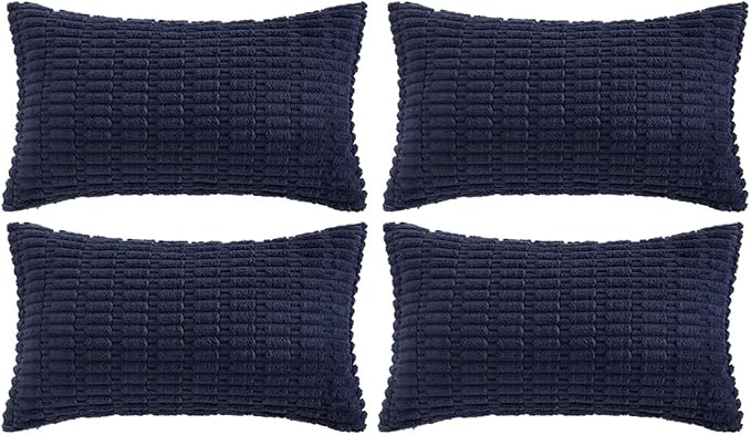 Fancy Homi 4 Packs Navy Blue Decorative Throw Pillow Covers 12x20 Inch by Fancy+Homi