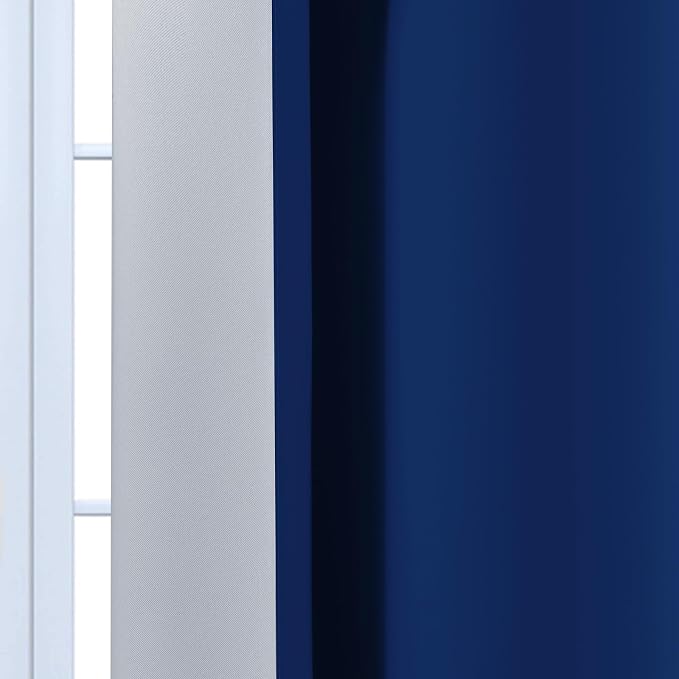 Yakamok Greyish White and Royal Blue Ombre Curtains, Light Blocking Curtains - Image 5