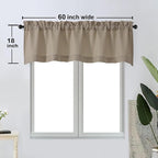 OWENIE Bob Valance Curtains 18 Inch Length 1 Piece, Faux Linen Slub Solid Stone - Image 5