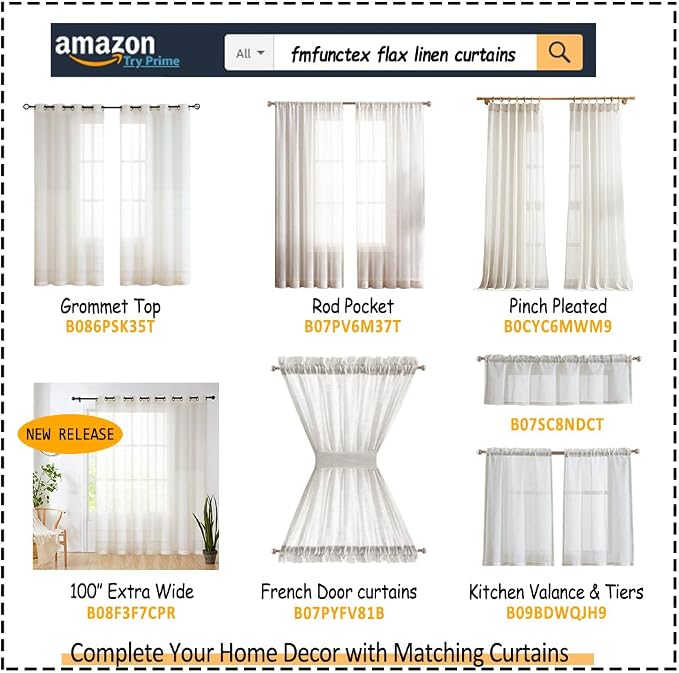 FMFUNCTEX Linen Sheer Pinch Pleated Curtains - Image 8