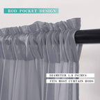 MIULEE 2 Panels Kitchen Tiers Half Window Sheer Curtains Rod Pocket Translucent - Image 2