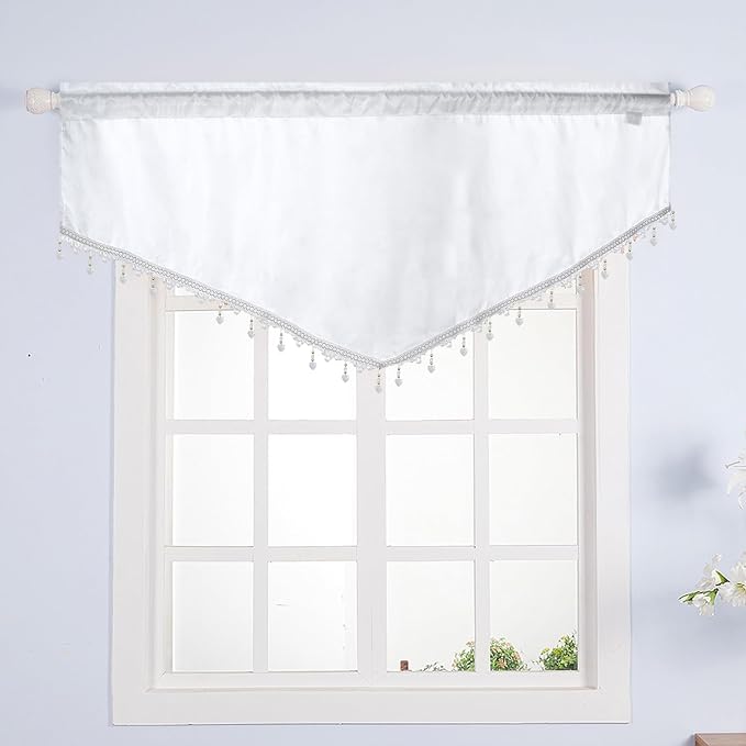 Molaxhome Swag Curtain 51 inch Length Rod Pocket Scalloped Curtain Valance - Image 8