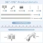 Silver Curtain Rods for Windows 36 to 176 Inch, Size:36-176 Inch - Image 8