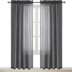 DWCN Dark Gray Sheer Curtains Semi Transparent Voile Rod Pocket Curtains - Image 9