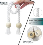 4 Pack Magnetic Curtain Tiebacks Cotton Hand Woven Tie Back Decorative Rope - Image 2