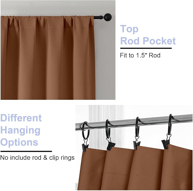 Simplebrand Ava Sun Baked Short 36 Inches Blackout Curtain 2 Panels Set - Image 3