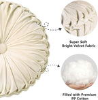HIG Set of 2 Decorative Round Pleated Throw Pillows, Classy Accent Pumpkin - Image 2