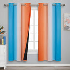 Ombre Orange and Blue Blackout Curtains 72 Inch Length 2 panels, Full Room - Image 2