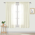 DWCN Ivory Sheer Curtains Semi Transparent Voile Rod Pocket Curtains by DWCN