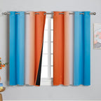 Ombre Orange and Blue Blackout Curtains 54 Inch Length 2 panels, Full Room - Image 2