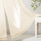 MIULEE Butter Cream Sheer Curtains 63 Inches Long, 4 Panels Set, Rod Pocket - Image 3
