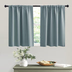 RYB HOME Short Dusty Blue Blackout Curtains by RYBHOME