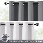 Yakamok Grey Room Darkening 100% Blackout Curtains Grommet Extra Wide Window - Image 2