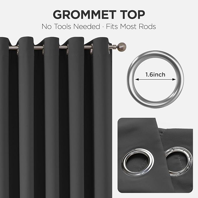 Joydeco Blackout Patio Sliding Door Curtains 90 Inches Long, Grommet Privacy - Image 9