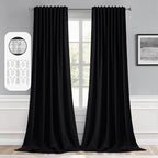 MIULEE Black Back Tab Blackout Curtains 104 Inch Length 2 Panels Set by MIULEE