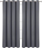 LEMOMO Blackout Curtains 52 x 90 Inch Long Grey Curtains Set of 2 Panels Room - Image 2