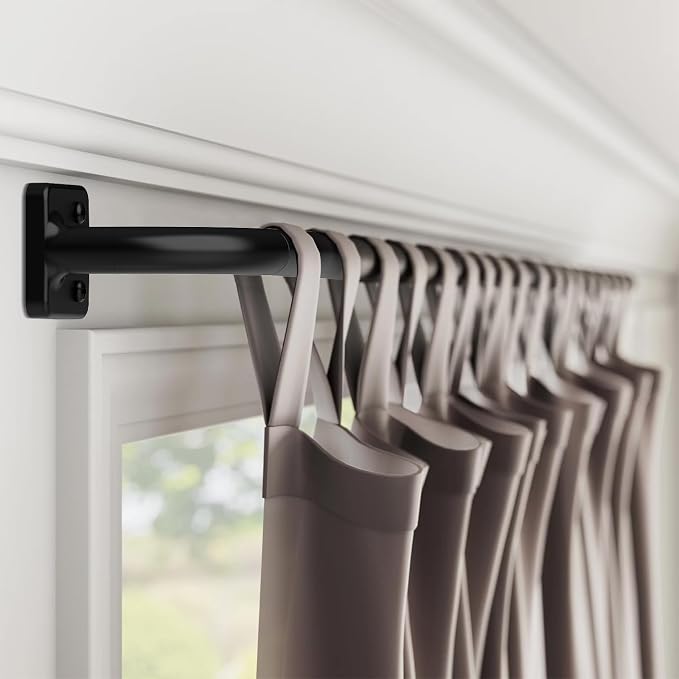 UIOSANRT Curtain Rods for Windows 28 to 48 inch, 5/8" Diameter Black Warp - Image 2