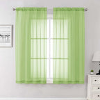Lecloud Lime Sheer Curtains 63 Inch Length 2 Pcs, Lightweight Solid Transparent by Lecloud