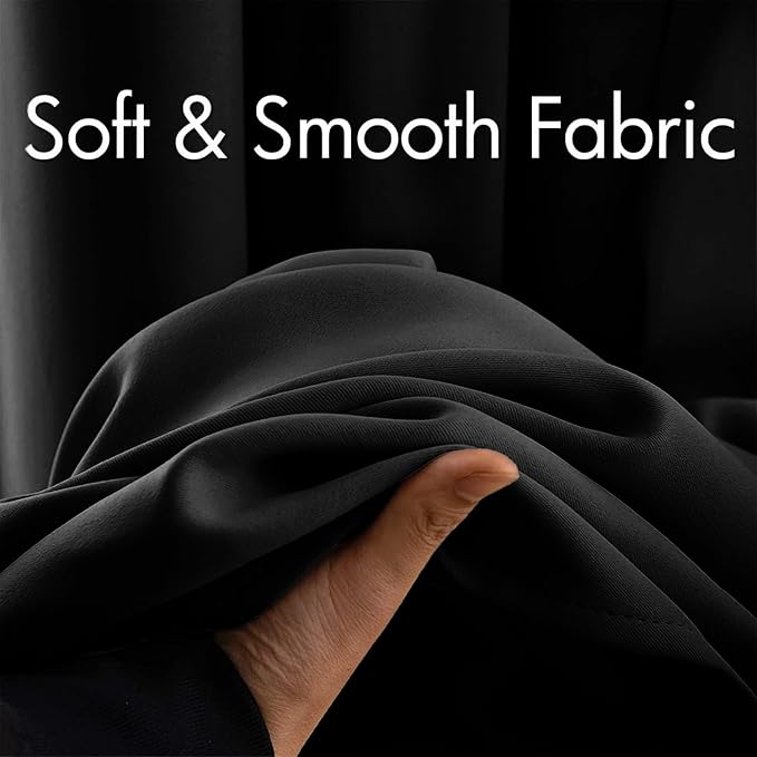 MIULEE Blackout Door Curtain Set of 2, 34 x 80 Inch Black Thermal Insulated - Image 7