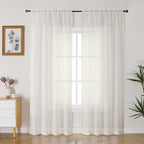 Gwine Ivory Sheer Curtains 90 Inches Long 2 Panels Set, Light Filtering Solid by Gwine