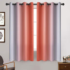 Yakamok Thermal Insulated Coral and Greyish White Gradient Curtains, Room - Image 2