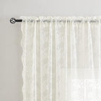 YJ YANJUN Vintage Lace Curtains 72 Inches Long- Antique Flowers Ivory Sheer - Image 3
