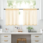 MIULEE 2 Panels Red Kitchen Tiers Half Window Sheer Curtains Rod Pocket - Image 7