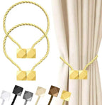 Hion Magnetic Curtain Tiebacks Golden 2pcs, Curtain Tiebacks Buckles Holdbacks by Hion
