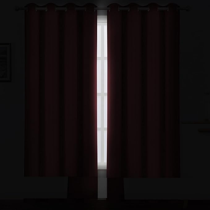 LEMOMO Dark Red Thermal Blackout Curtains/52 x 95 Inch/Set of 2 Panels Room - Image 3