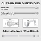 2 Pack Silver Curtain Rods for Bedroom - Image 3