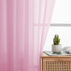 Sheer Pink Curtains for Bedroom Living Room 54 Inch Length 2 Panels Set - Image 6
