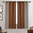 Yakamok Greyish White and Burnt Orange Ombre Curtains, Light Blocking Curtains - Image 2